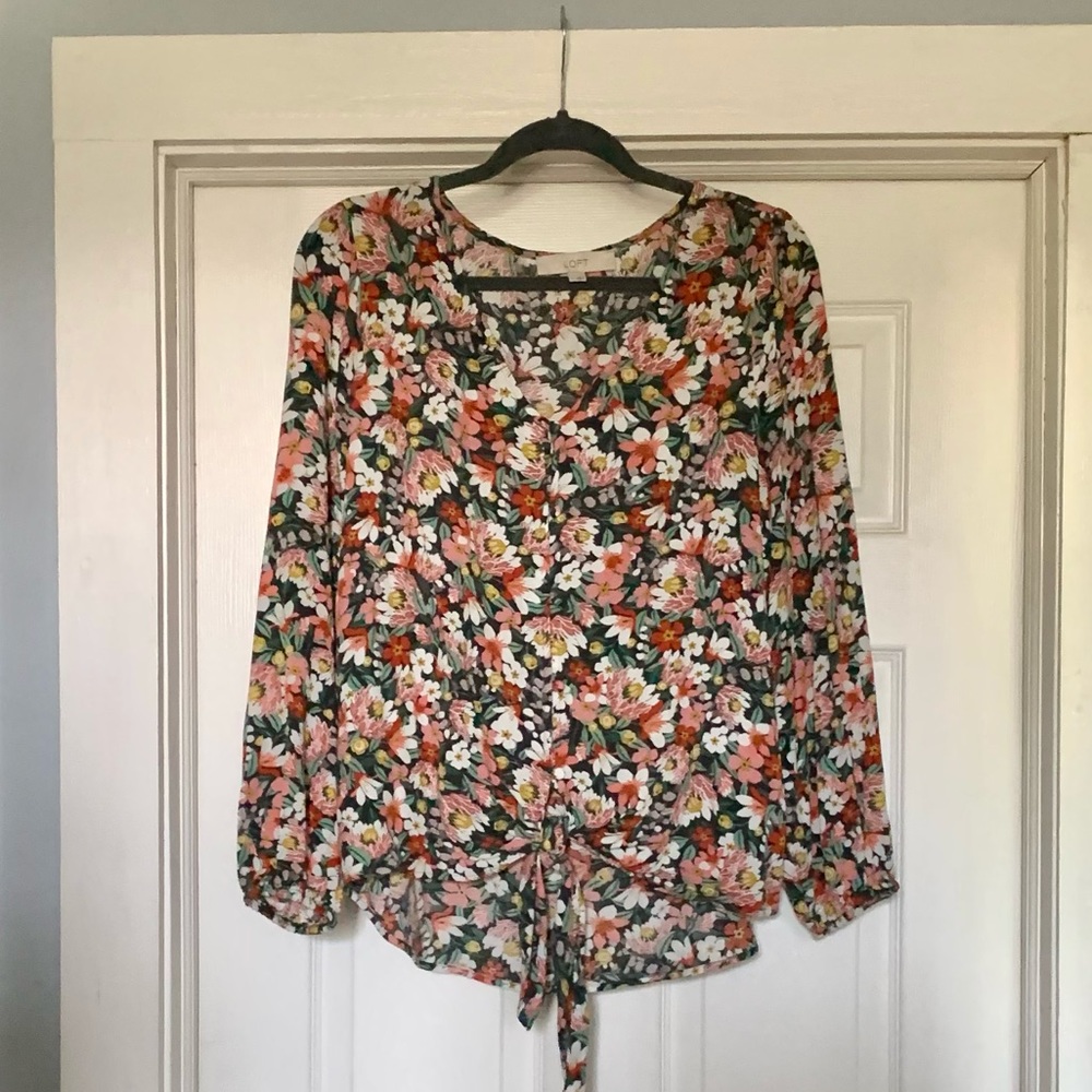 LOFT Long-Sleeve Floral Blouse